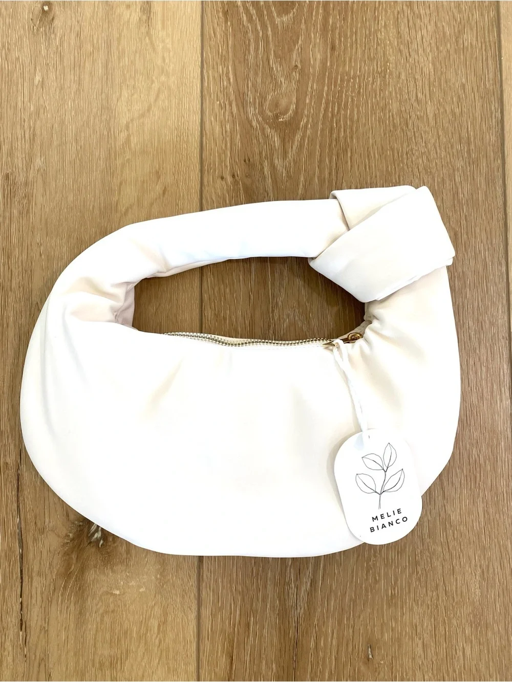 Melie Bianco Purse Cream Vegan Leather Hobo Summer Wedding Guest Preppy  Bag NWT